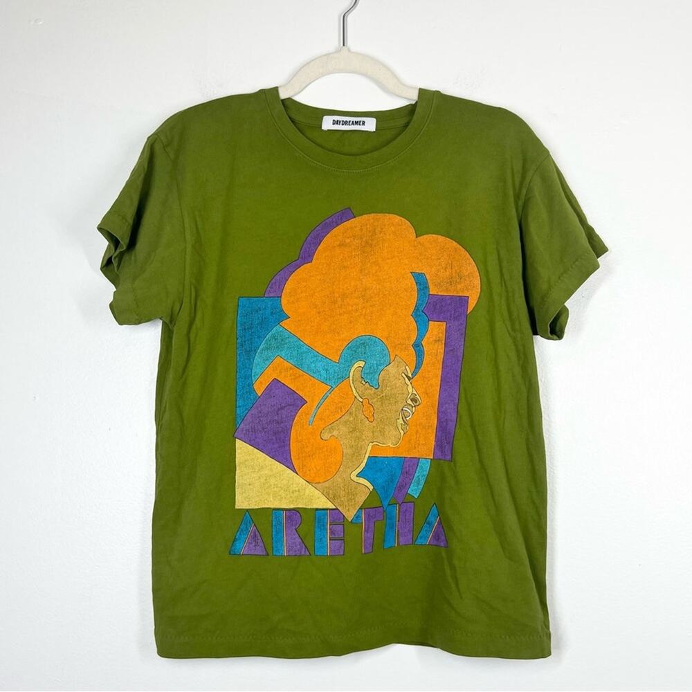 DAYDREAMER NWOT Aretha Franklin Green Geometric Band Tee Respect Small